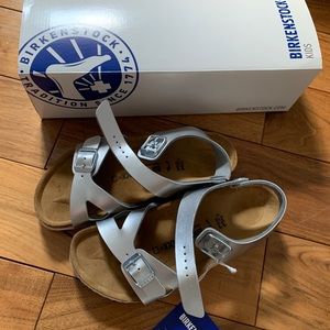 Girls silver Birkenstock Rio sandal - size 2